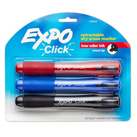 Expo Retractable Click Dry Erase Markers, 3 Count - Walmart.com