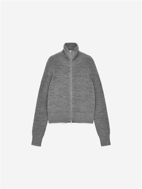Wool-Cotton Zip Cardigan – Grey – Women – ARKET NO