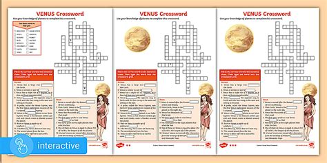 Venus Crossword - Interactive PDF Year 5 Science - Twinkl