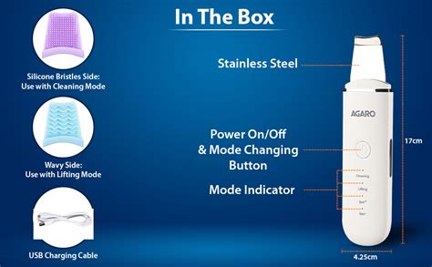 AGARO Ultrasonic Facial Skin Scrubber for Wet Skin, Blackheads Remover ...