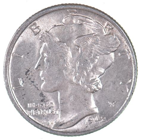 Unc BU MS 1942 US Mercury 90% Silver Dime Coin Collection Lot Set Break ...