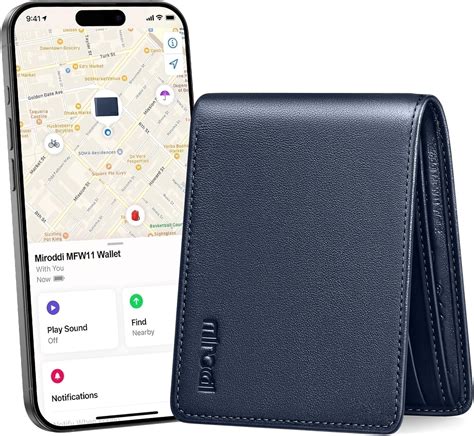 Miroddi Smart Wallet for Men with Built in Tracker Works for Find My ...
