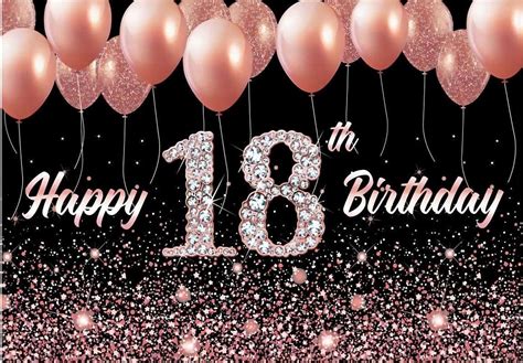 18th Birthday rations Rose Gold Happy 18th Birthday Backdrop Banner ...
