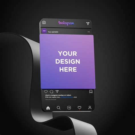 Instagram social media mockup dark mode interface 3d render | Premium PSD