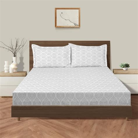Buy SWAYAM Nature's Geometry 250TC Leaf Satin Queen Bedsheet Set from ...