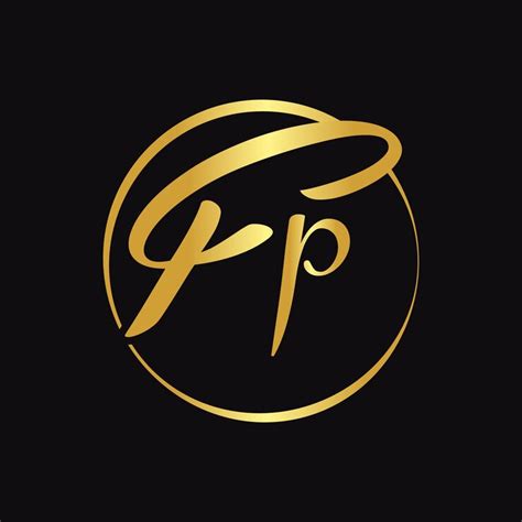 Création initiale de logo de type de lettre de script FP avec modèle ...