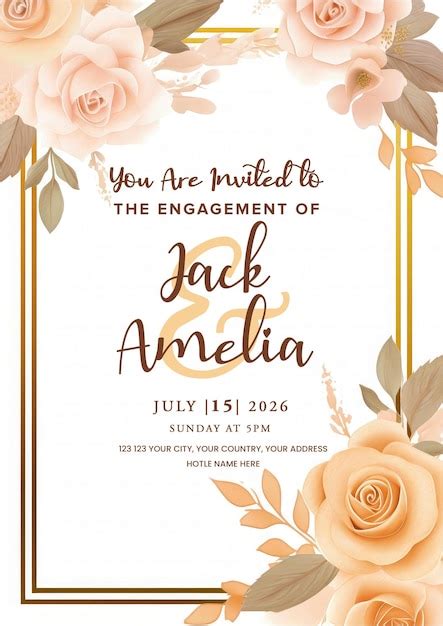 Carte de vœux d'invitation de mariage à la bordure florale à l ...