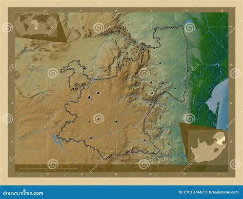 Mpumalanga, South Africa. Physical. Major Cities Stock Illustration ...
