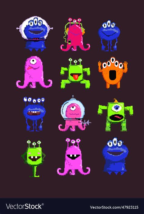 Alien cartoon characters set Royalty Free Vector Image