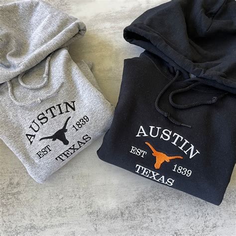 Embroidered Austin Texas Sweatshirt, Texas Sweatshirt, Bull, Austin ...