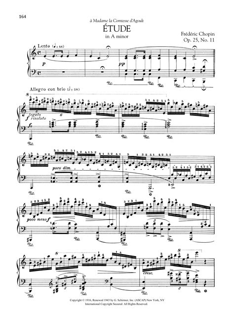 Etude in A minor, Op. 25, No. 11 by Frédéric Chopin Sheet Music for ...