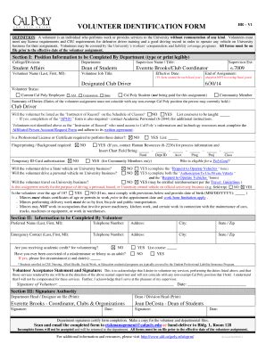 Fillable Online Driver-Form-1-Volunteer-Identification-Formpdf Fax ...