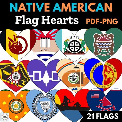 Native American Heritage Month Flag Hearts Printables, Bulletin Board, Indigenous Peoples' Day ...