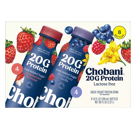 Chobani 20g Protein, Mixed Berry Vanilla, Strawberries & Cream, Protein ...