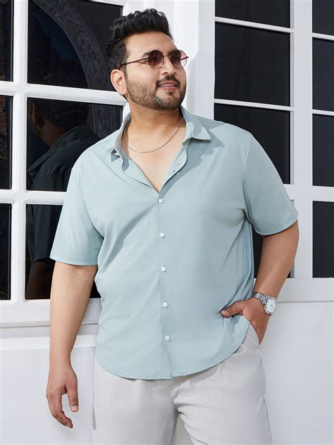 Instafab Plus Men's Mint Green Seamless Solid Shirt