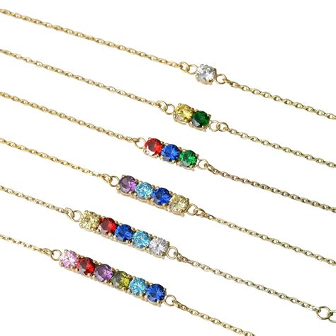 Amazon.com: 14K Solid Gold Personalized Birthstone Bracelet – Family ...