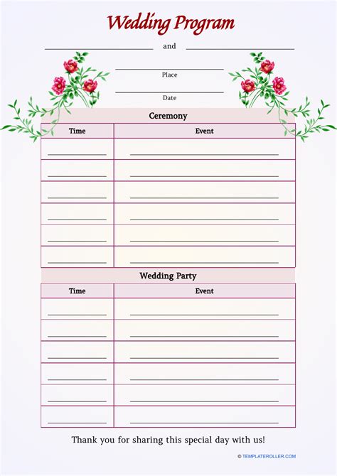 Downloadable Wedding Program Template 的图像结果