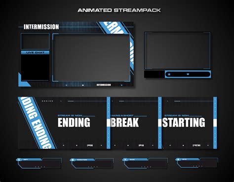 Minimal Blue Animated Stream Overlay Package Twitch Overlays, Streaming ...