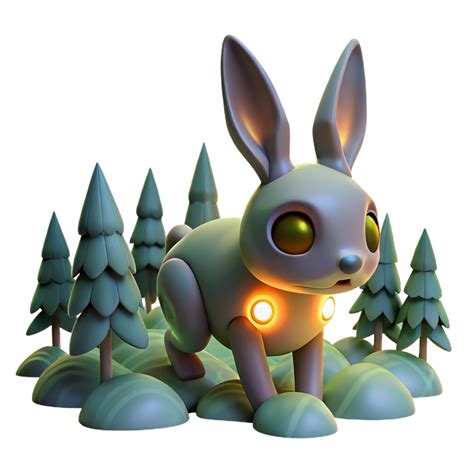 Luminous Robotic Bunny in Enchanting Forest 56222083 PNG