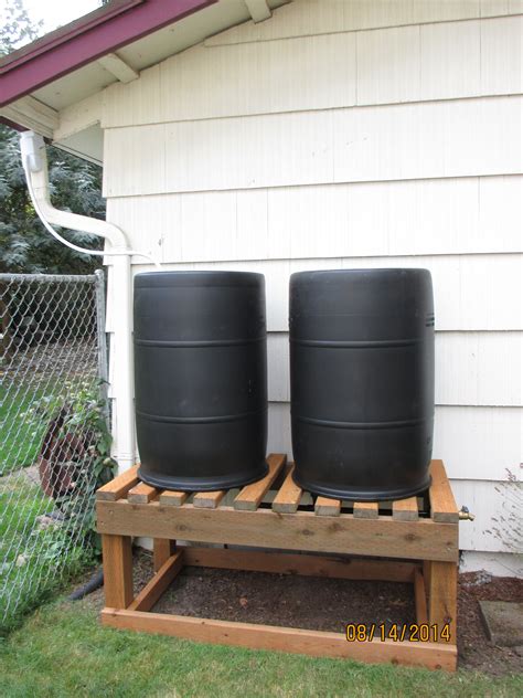 120 Gal. "BareNaked Beauty" Rain Barrel System on 24 inch double barrel ...
