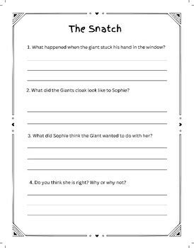 The BFG Reading Comprehension Pages with Answer Key by Teaching With Teshia
