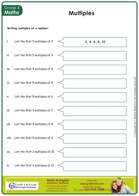 Multiples Of 6 Worksheet