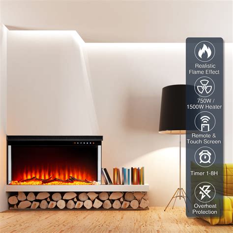 Buy BaPiPro 30-Inch Wall Mount 3-sided Electric Fireplace, 750W/1500W ...