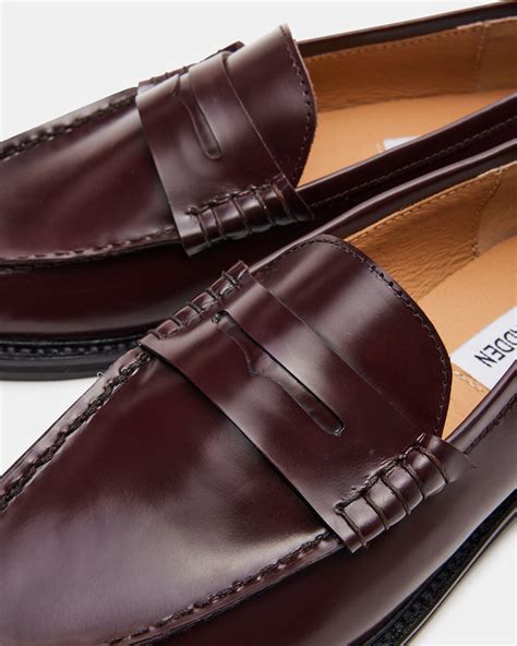 MADISON Burgundy Box Leather Women's Penny Loafer - Steve Madden