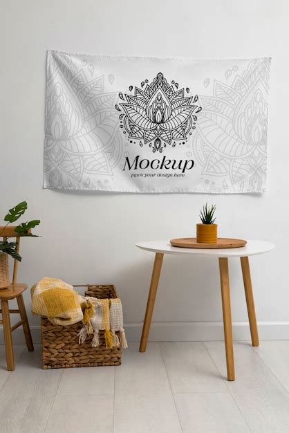 Tapestry mockup on a wall | Premium PSD