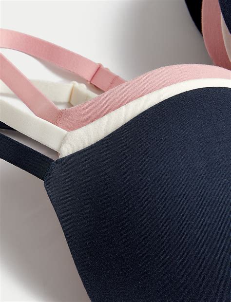 Buy 3pk Cotton Wired Push-Up Bras A-E at Marks & Spencer