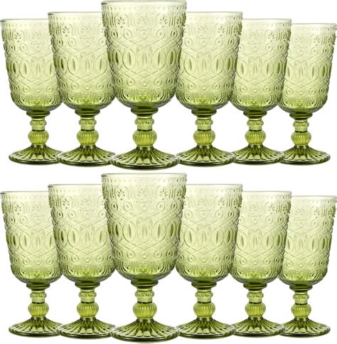 Amazon.com | Eaasty Wine Glasses Set of 12 Vintage Goblet 9 oz Vintage ...