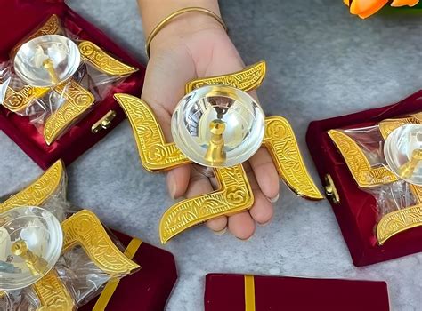Buy Beyond Gifting Brass Swastik Shape Diya Religious Antique with ...