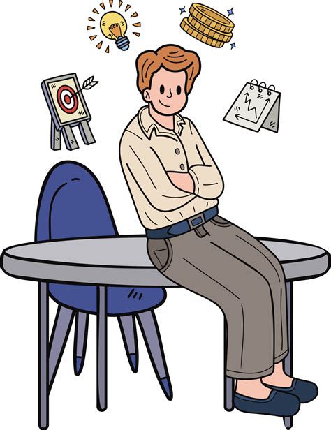 The male boss smiled confidently illustration in doodle style 21429936 PNG