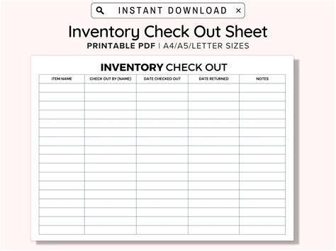 Check In and Check Out Sheet Template