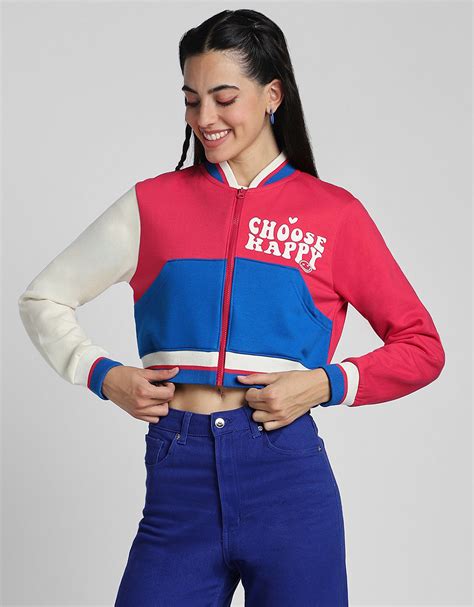 Choose Happy Printed Multicolor Color Blocked Regular Fit Zipper Hoodi ...