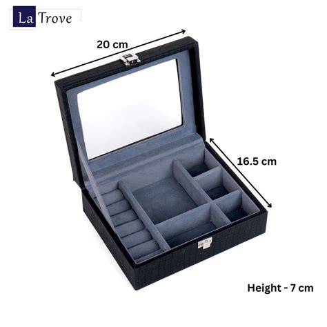 Buy La Trove Black Leather Aura Ring & Earring Jewellery Storage ...