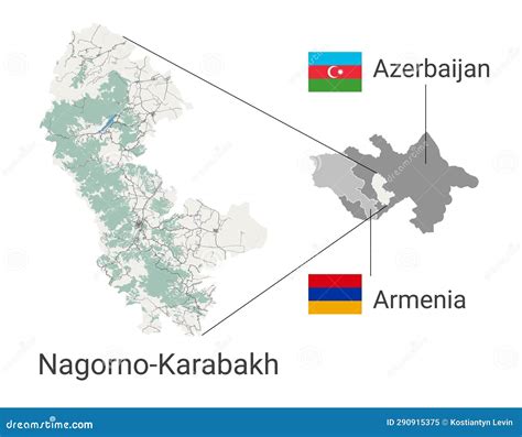 Nagorno-Karabakh Map, Artsakh Region. Armenia and Azerbaijan Conflict Territory Map Stock Vector ...