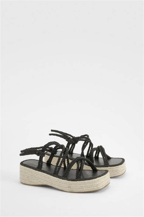 Rope Detail Flatform Sandal | boohoo NZ
