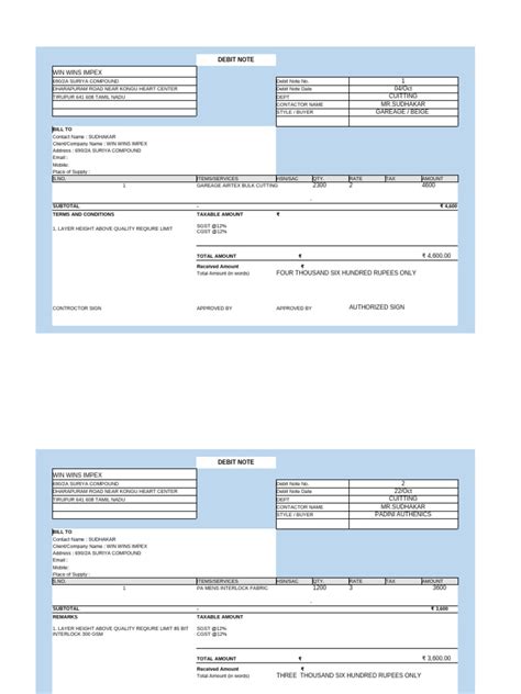Image result for XSL Format Debit Note Format in Excel