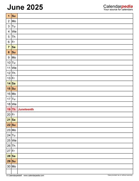 Free June 2025 Calendar Image