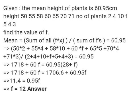 c) The following table gives the heights of plants in centimetre. If ...