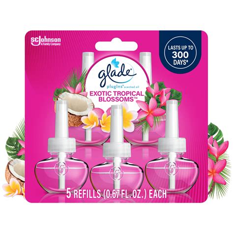 Glade PlugIns Scented Oil 5 Refills, Air Freshener, Exotic Tropical ...