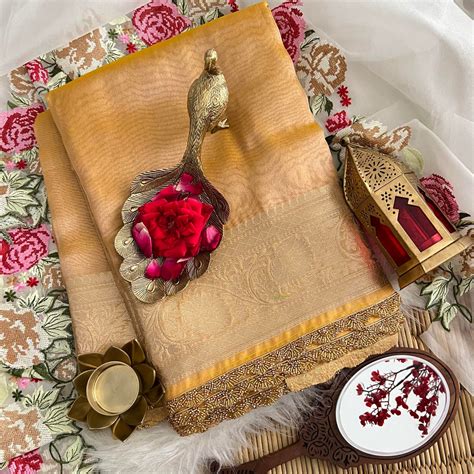 Mustard Color Janhvi Kapoor's Organza Saree-Handloom-VS3378 – vrikshamindia