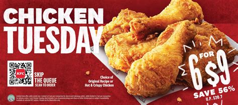 KFC Chicken Tuesday Promotion: 5 for $9.90 Chicken Every Tuesdays