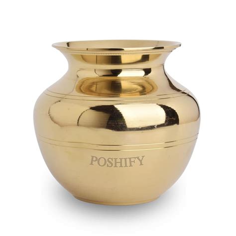 POSHIFY Brass Kalash/Lota (Heavy) - Sacred Hindu Water Pot for Puja ...
