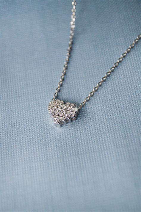 8 Bit Heart Beat Sterling Silver Pendant Chain Necklace | 925 Silver ...