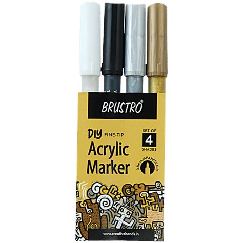Buy Brustro DIY Fine Tip Acrylic Marker - Gold, Silver, Black, White, 0 ...