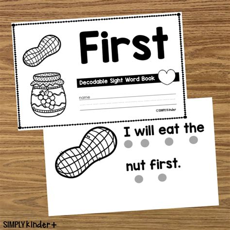 First - Sight Word Book Activities - Simply Kinder + Printable Membership