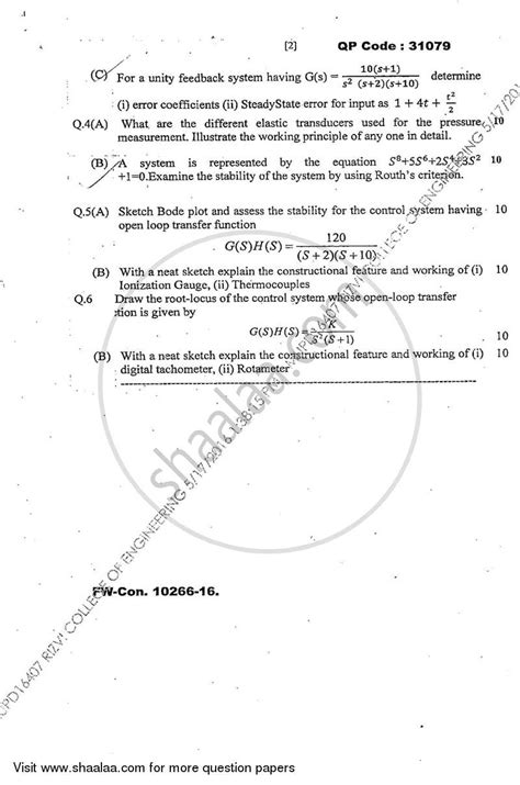 Mechanical Measurement and Control 2015-2016 BE Mechanical Engineering ...
