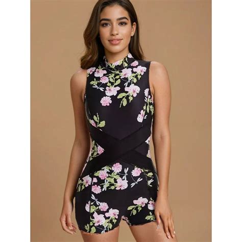 Buy WomanLikeU Black Floral One Piece Swimwear Online